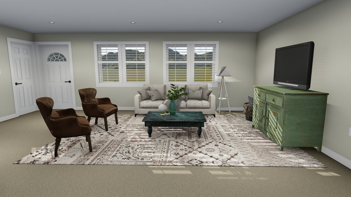 AO8466-A Ranch House, 2 Bedrooms, 1 Bathroom | Akers House Plan Family Room