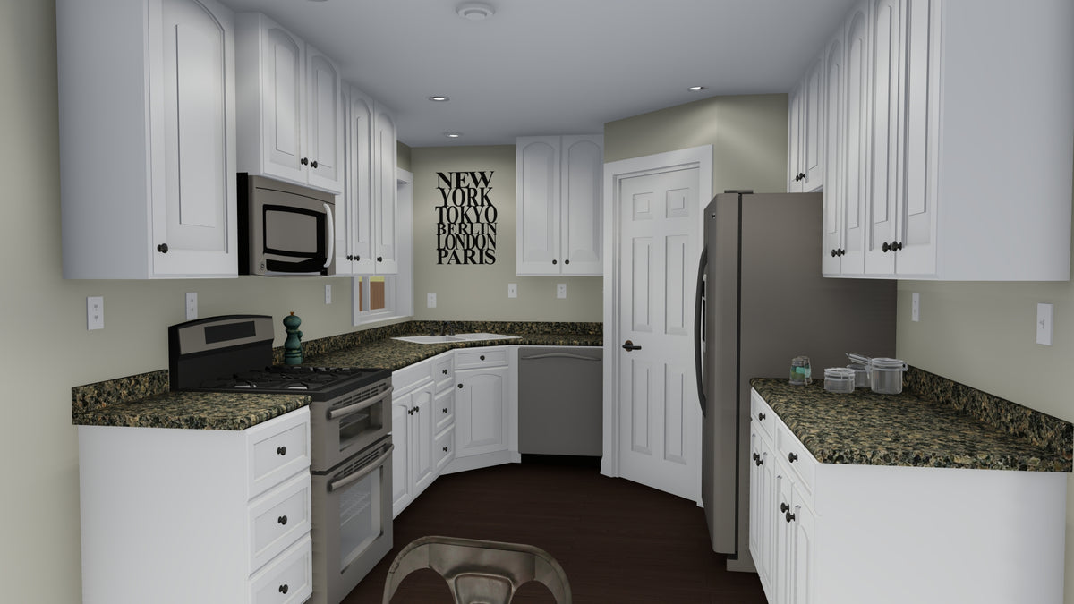 AO8466-A Ranch House, 2 Bedrooms, 1 Bathroom | Akers House Plan Kitchen