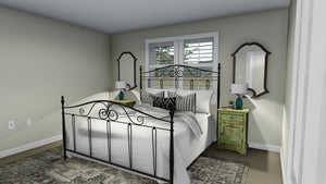 AO8466-A Ranch House, 2 Bedrooms, 1 Bathroom | Akers House Plan Bedroom
