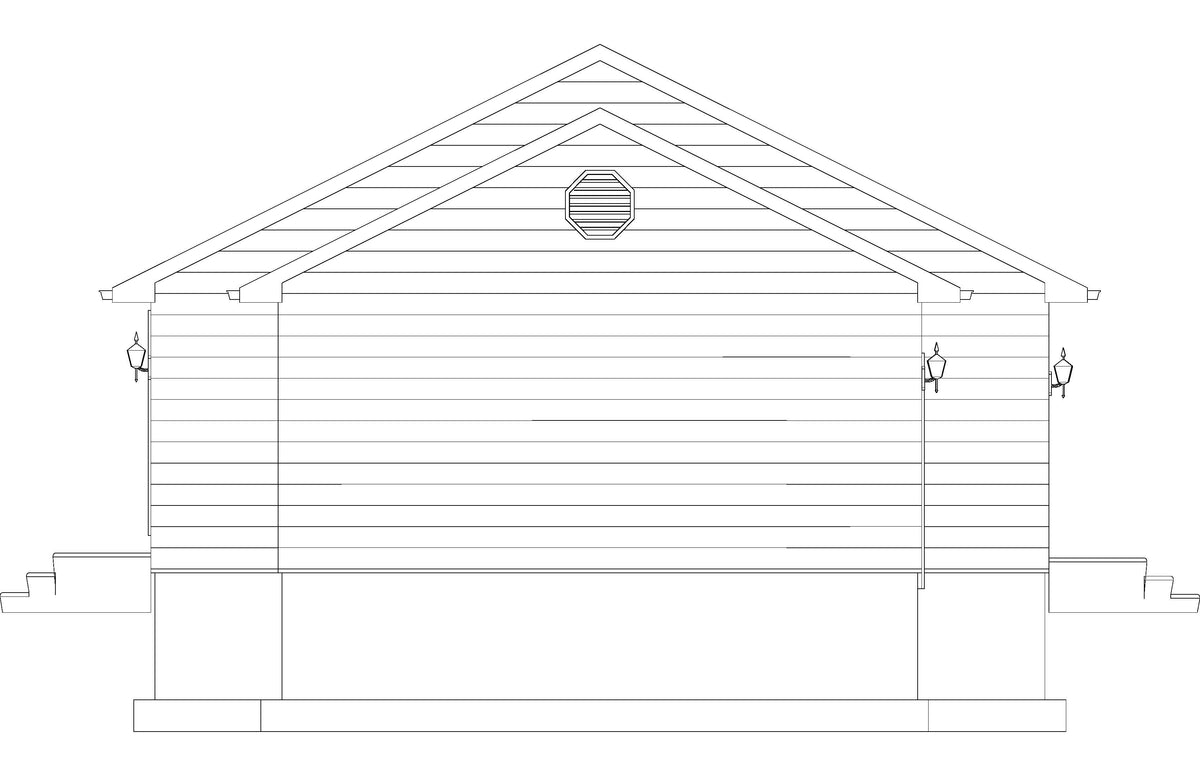 AO8466-A Ranch House, 2 Bedrooms, 1 Bathroom | Akers House Plan Left Elevation