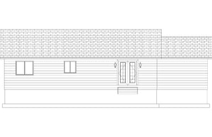 AO8466-A Ranch House, 2 Bedrooms, 1 Bathroom | Akers House Plan Rear Elevation
