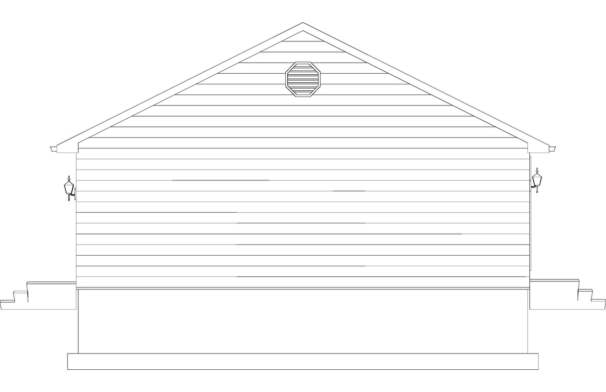 AO8466-A Ranch House, 2 Bedrooms, 1 Bathroom | Akers House Plan Right Elevation