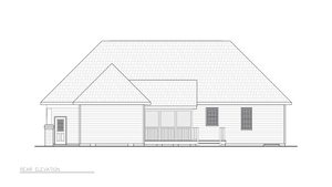 A8245-A Traditional House, 3 Bedrooms, 2 Bathrooms | Alan House Plan Rear Elevation