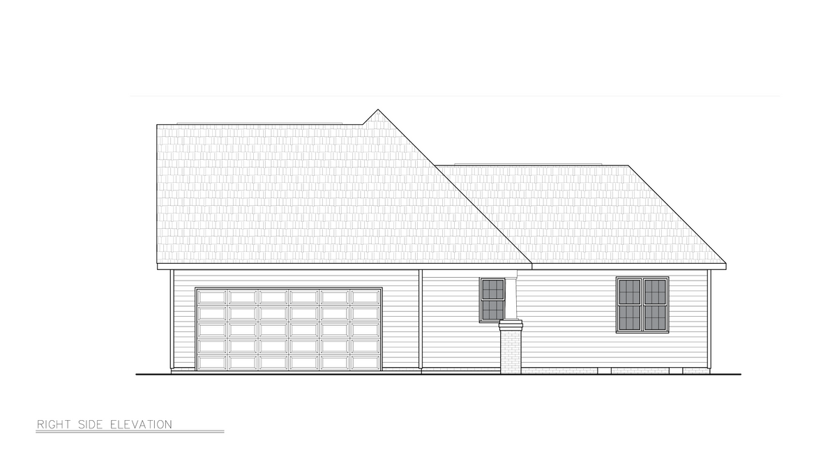 A8245-A Traditional House, 3 Bedrooms, 2 Bathrooms | Alan House Plan Right Elevation
