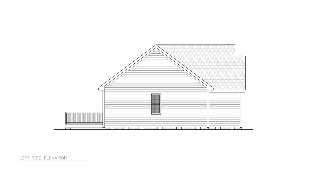 A8191-A Traditional House, 3 Bedrooms, 2 Bathrooms | Alice House Plan Left Elevation