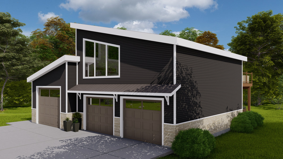 AO7989-A Contemporary Garage Apartment, 1 Bedroom, 1.5 Bathrooms | Andreas Exterior-2