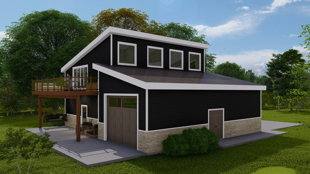 AO7989-A Contemporary Garage Apartment, 1 Bedroom, 1.5 Bathrooms | Andreas Exterior-5