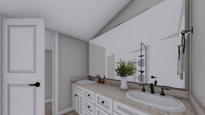 AO7989-A Contemporary Garage Apartment Master Bathroom, 1 Bedroom, 1.5 Bathrooms | Andreas 