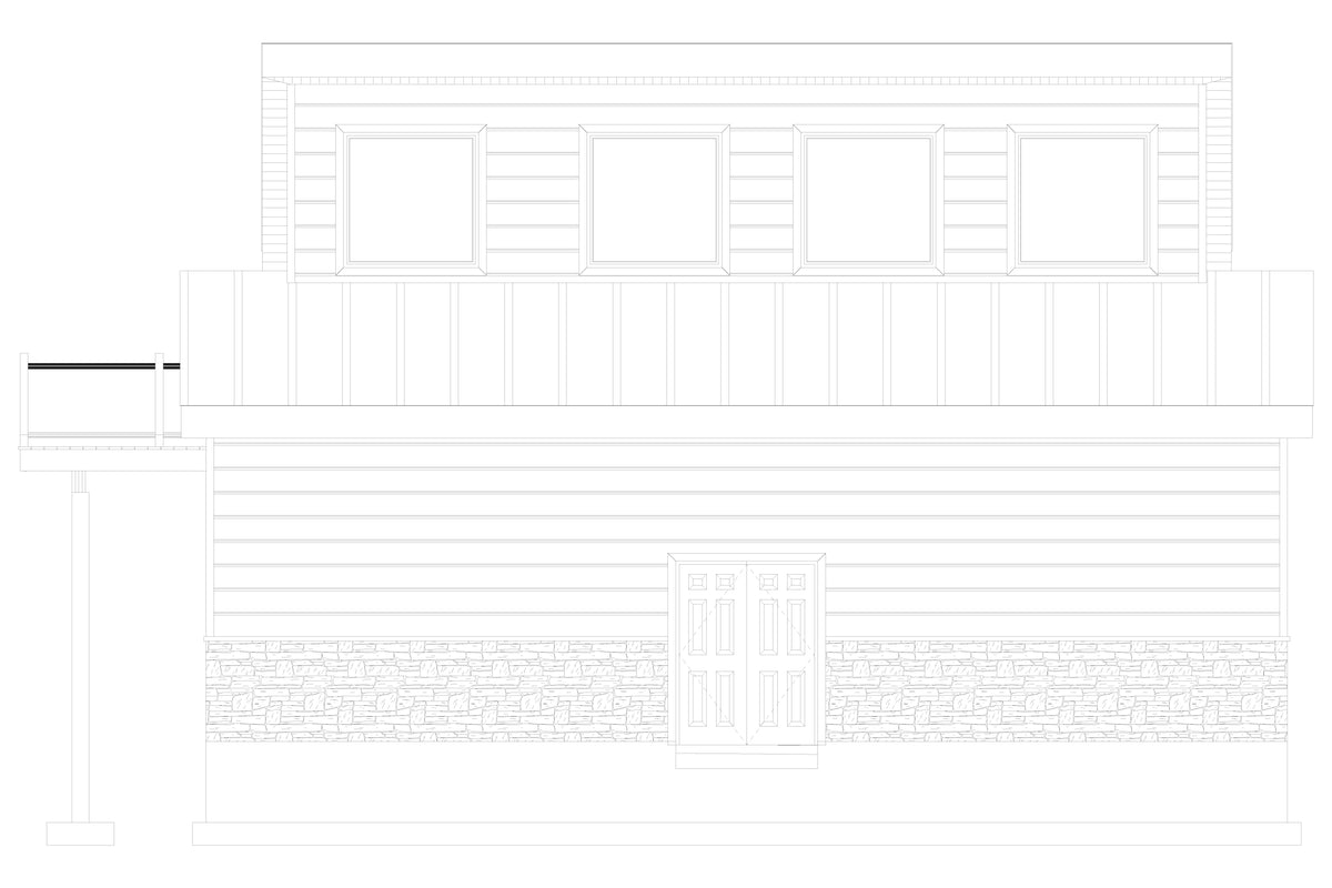 AO7989-A Contemporary Garage Apartment, 1 Bedroom, 1.5 Bathrooms | Andreas Left Elevation