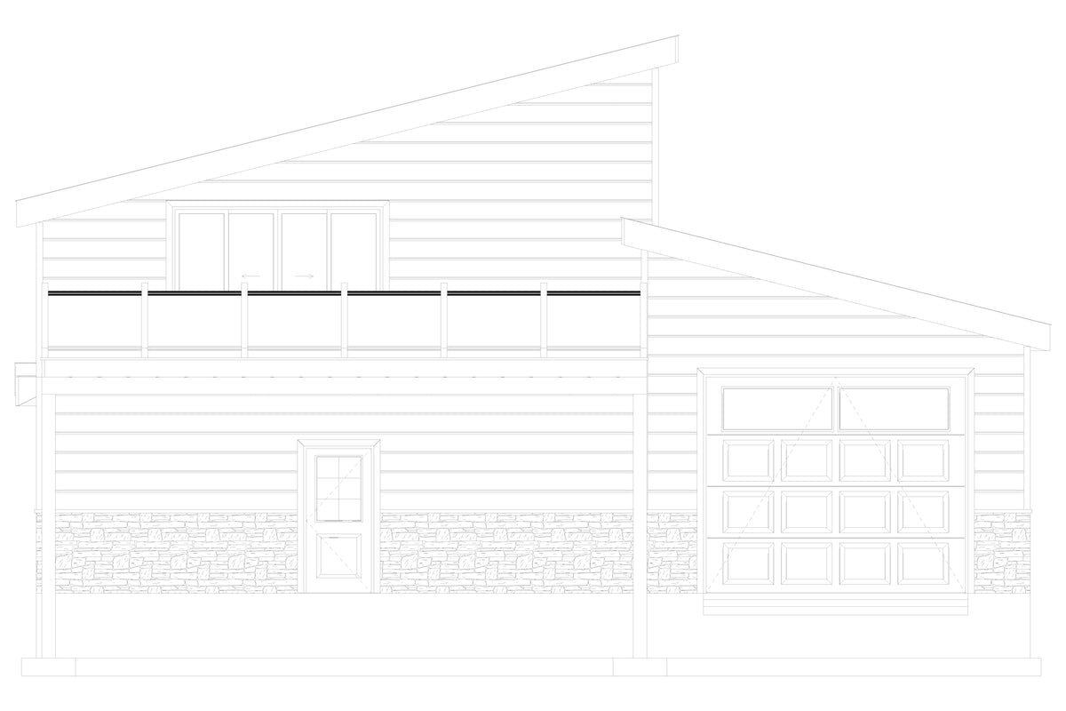 AO7989-A Contemporary Garage Apartment, 1 Bedroom, 1.5 Bathrooms | Andreas Rear Elevation