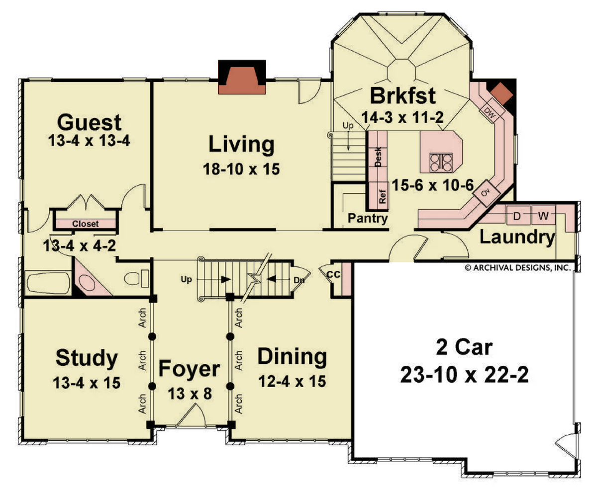 A023-A Arlington House, Archival House First Floor Plan