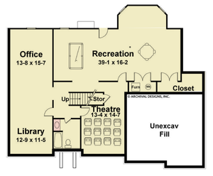 A023-A Arlington House, Archival House Basement Floor Plan