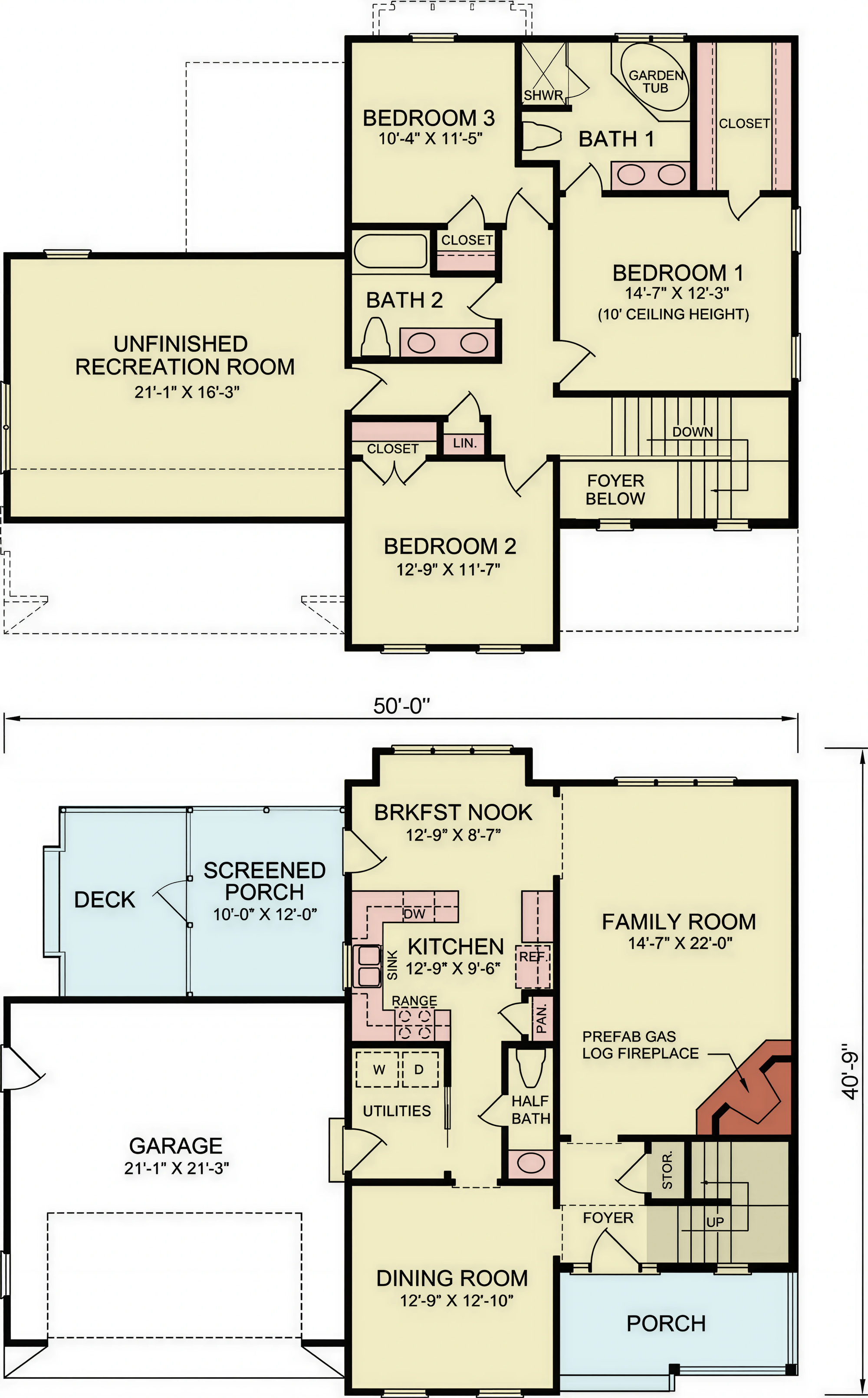 A8315-A Craftsman House Floor Plan, 3 Bedrooms, 2.5 Bathrooms | Ferris House Plan 