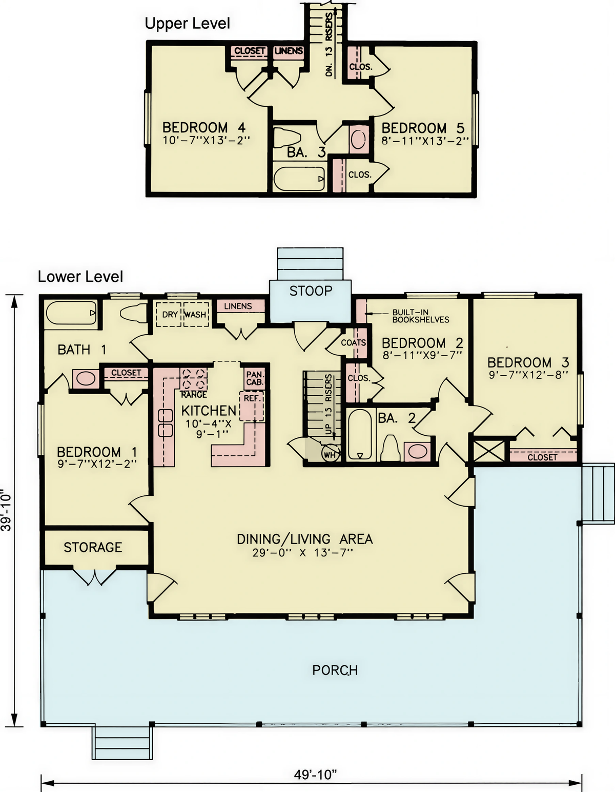 A8225-A Southern Style House First Floor Plan, 5 Bedrooms, 3 Bathrooms | Langston22 House Plan 