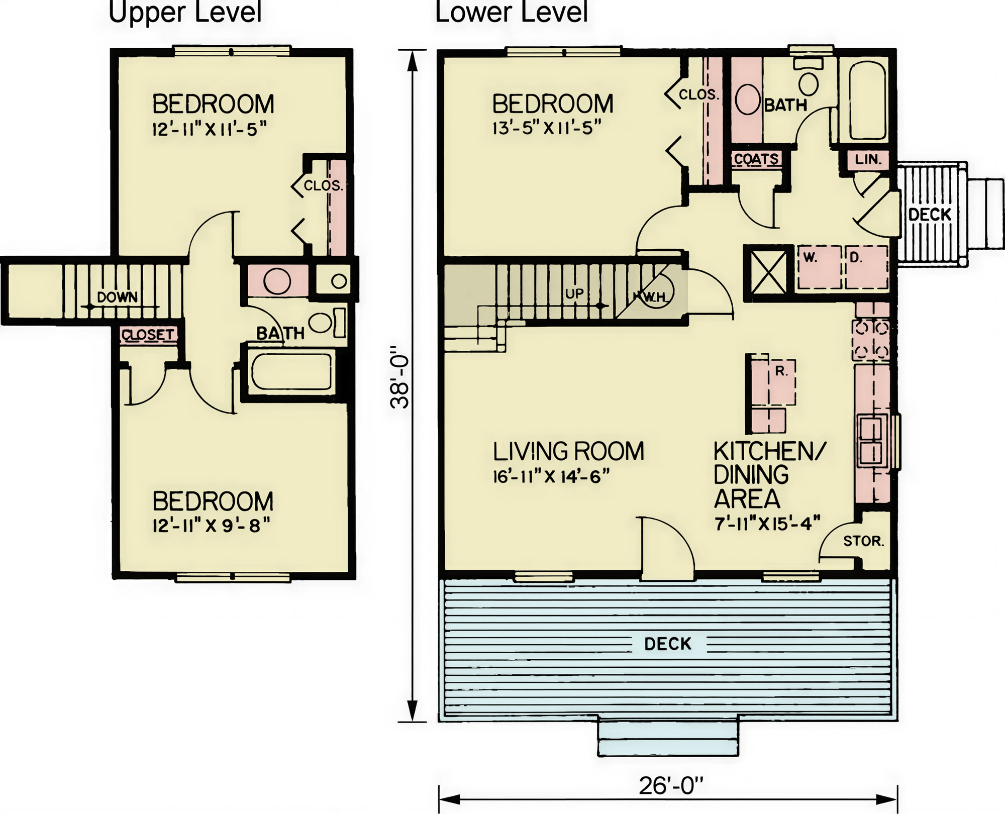 A8214-A Cottage House Floor Plan, 3 Bedrooms, 2 Bathrooms | Loden House Plan 