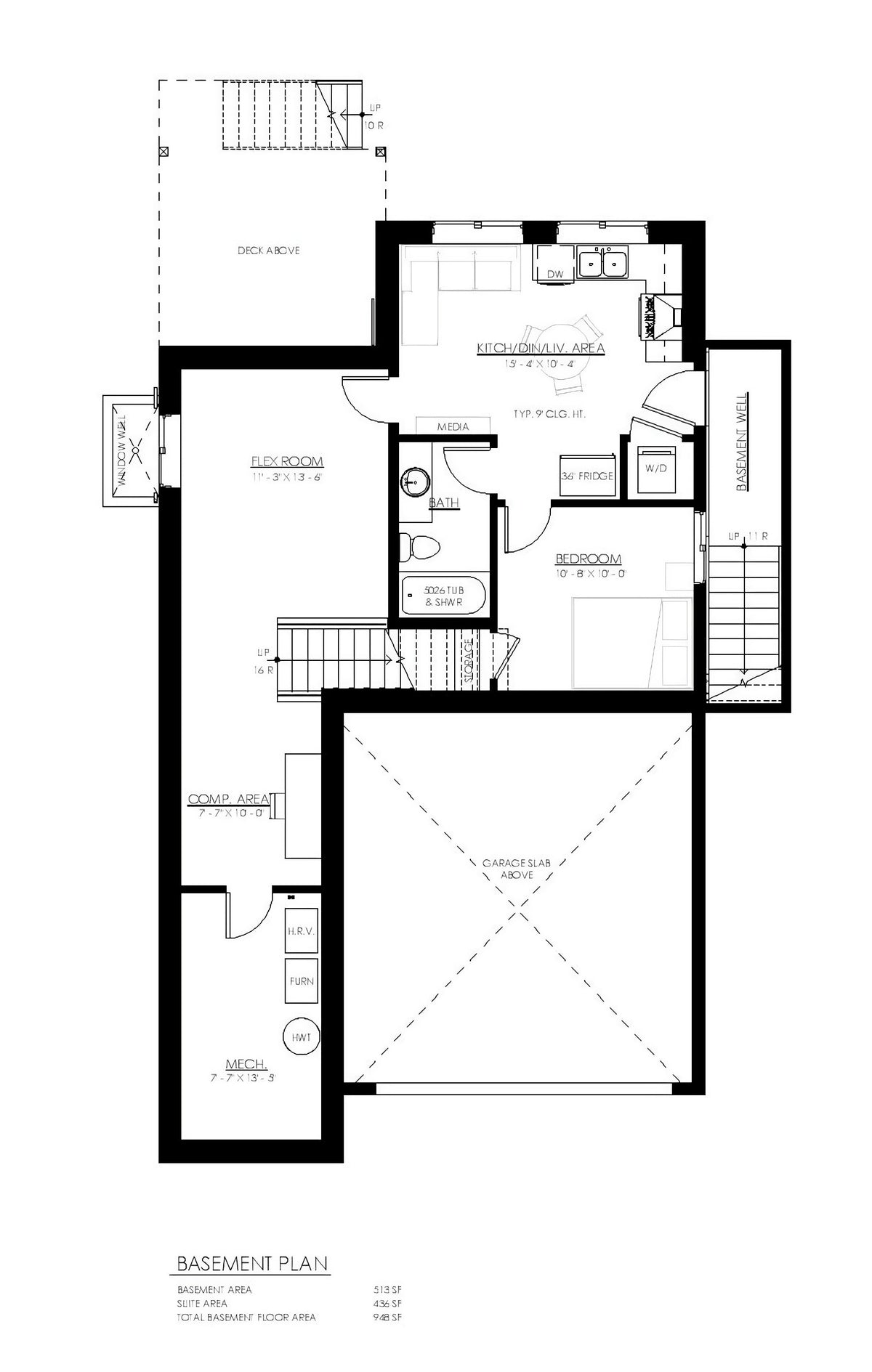 S7328-A Atmore Modern New American Basement Floor Plan 4 Beds, 3.5 Baths