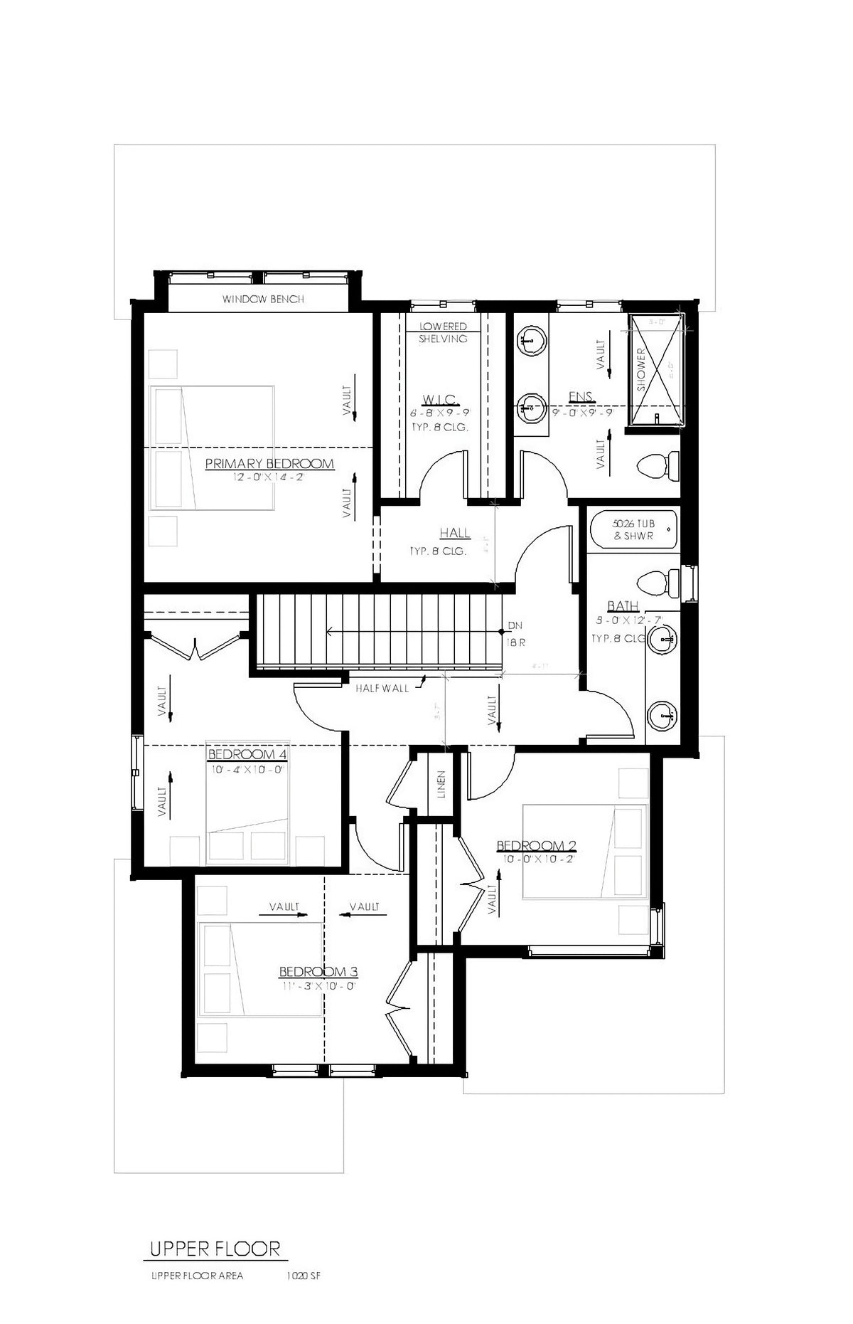 S7328-A Atmore Modern New American Second Floor Plan 4 Beds, 3.5 Baths