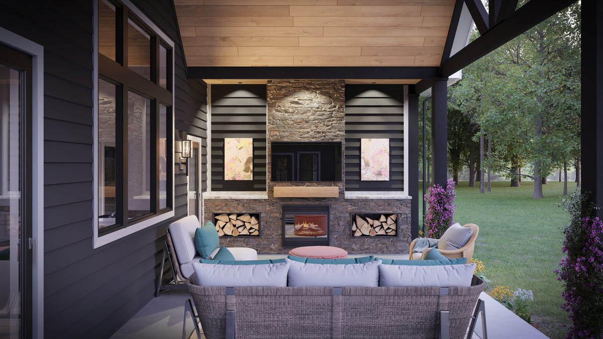 AJ7696-A Country House Back Porch, 3 to 5 Bedrooms, 2.5 to 3.5 Bathrooms | Plan 1039