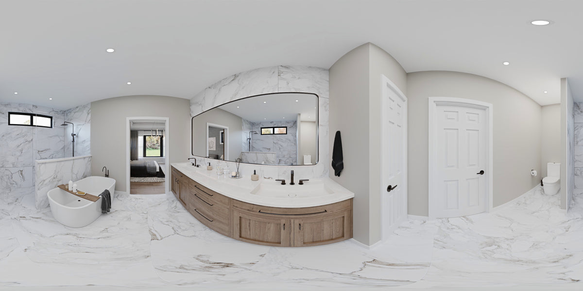 AJ7722-A Modern Farmhouse Bathroom Panorama, 4 Bedrooms, 4 Bathrooms | Plan 1062 