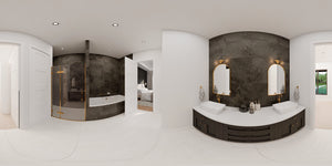 AJ7980-A Modern Farmhouse Bathroom Panorama, 3 Bedrooms, 4.5 Bathrooms | Plan 1068 