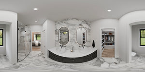 AJ7727-A Modern Farmhouse Bathroom Panorama, 3 Bedrooms, 2 Bathrooms | Plan 1064 