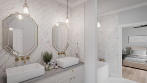 AJ7679-A Modern Farmhouse Jack and Jill Bath, 4 Bedrooms, 3.5 Bathrooms | Plan 1011 