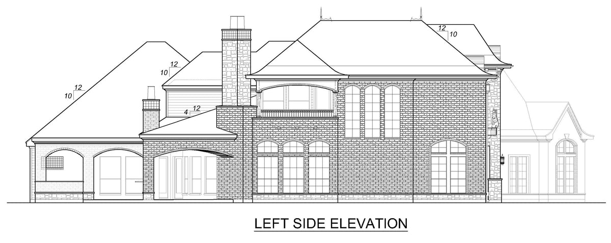 F8041-A French Country House, 5 Bedrooms, 5.5 Bathrooms | Becky Jane Left Elevation