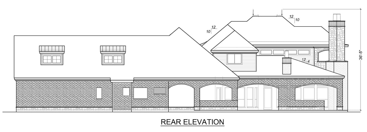 F8041-A French Country House, 5 Bedrooms, 5.5 Bathrooms | Becky Jane Rear Elevation