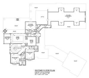 F8041-A French Country House Second Floor Plan, 5 Bedrooms, 5.5 Bathrooms | Becky Jane 