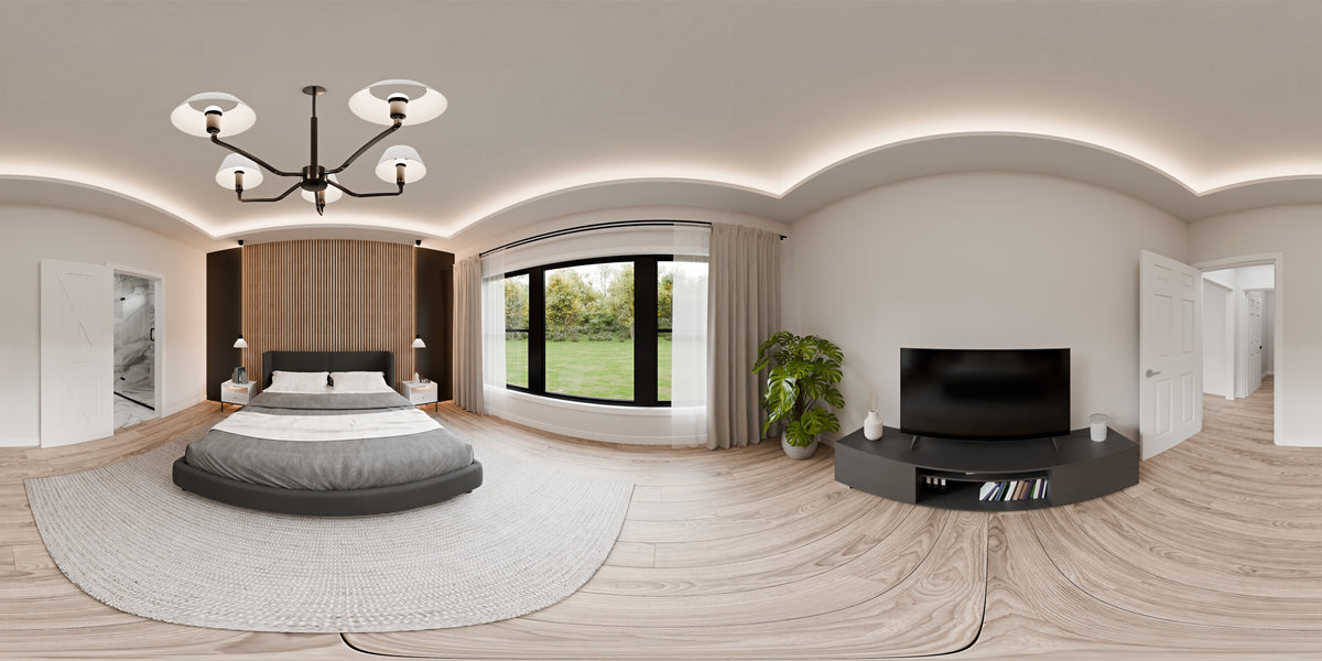 AJ7727-A Modern Farmhouse Bedroom Panorama, 3 Bedrooms, 2 Bathrooms | Plan 1064 