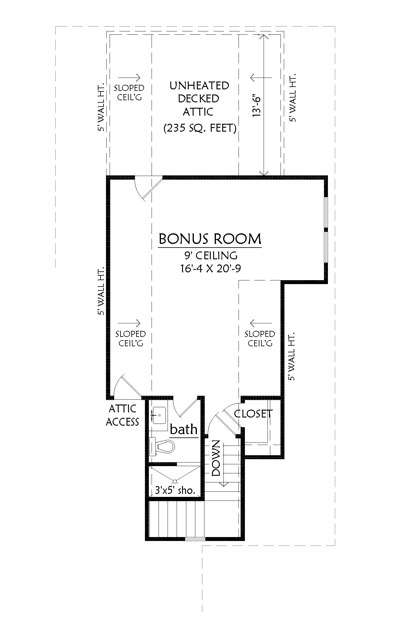 C8154-A Modern Farmhouse House Bonus Room Floor Plan, 4 Bedrooms, 4.5 Bathrooms | Amaryllis 2 House Plan 