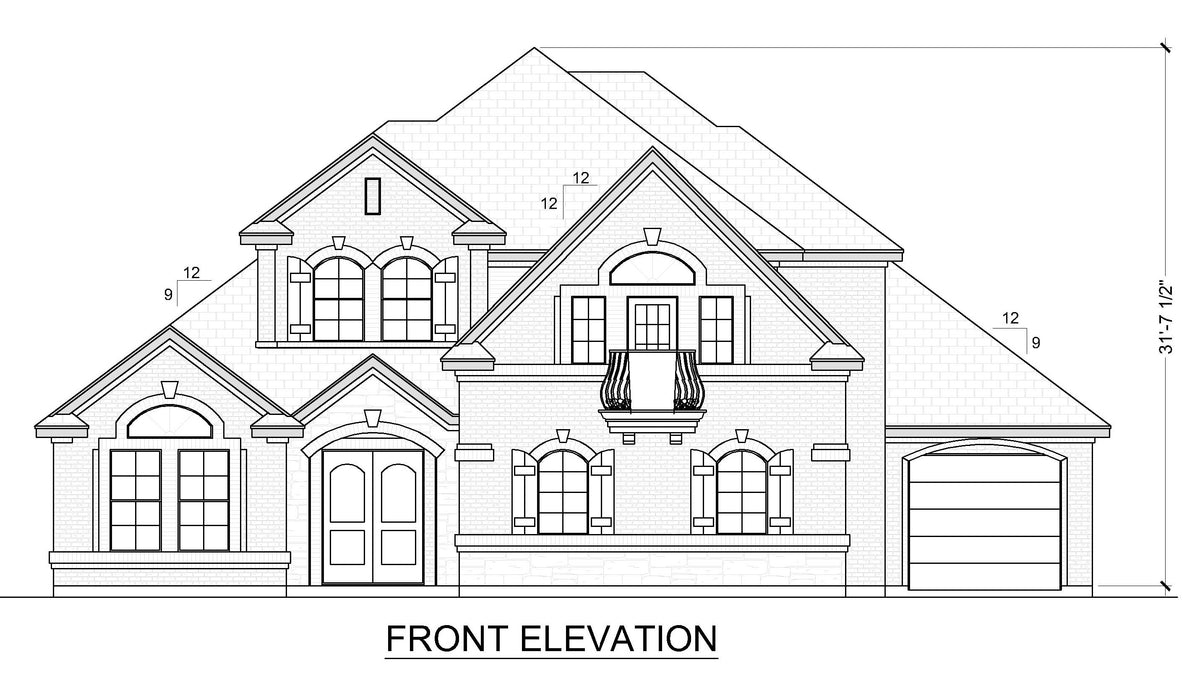 European Style 3,459 Sq Ft 4-Bedroom Home with Game Room and Elegant Layout