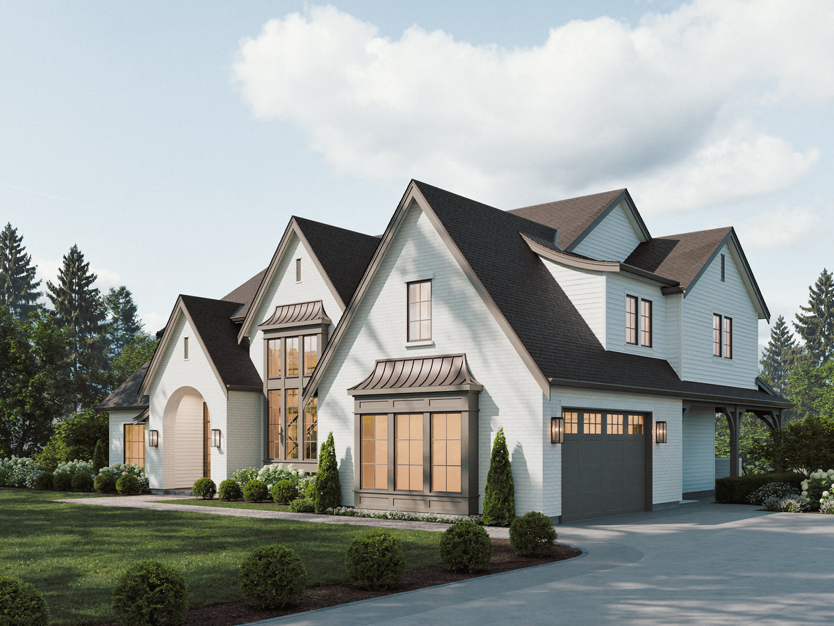 S8377-A French Country House, 4 Bedrooms, 3.5 Bathrooms | Burlington House Plan Exterior-2