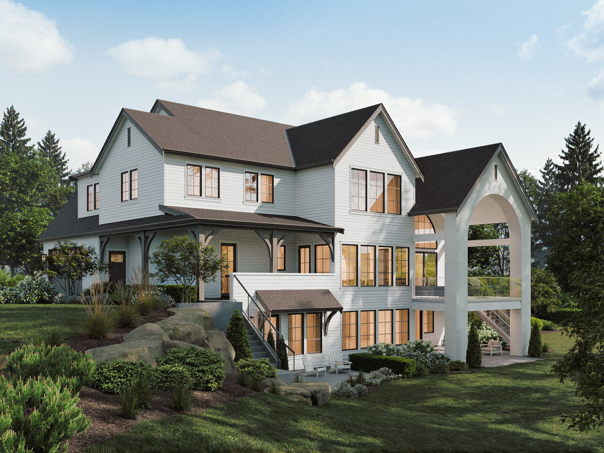 S8377-A French Country House, 4 Bedrooms, 3.5 Bathrooms | Burlington House Plan Exterior-3
