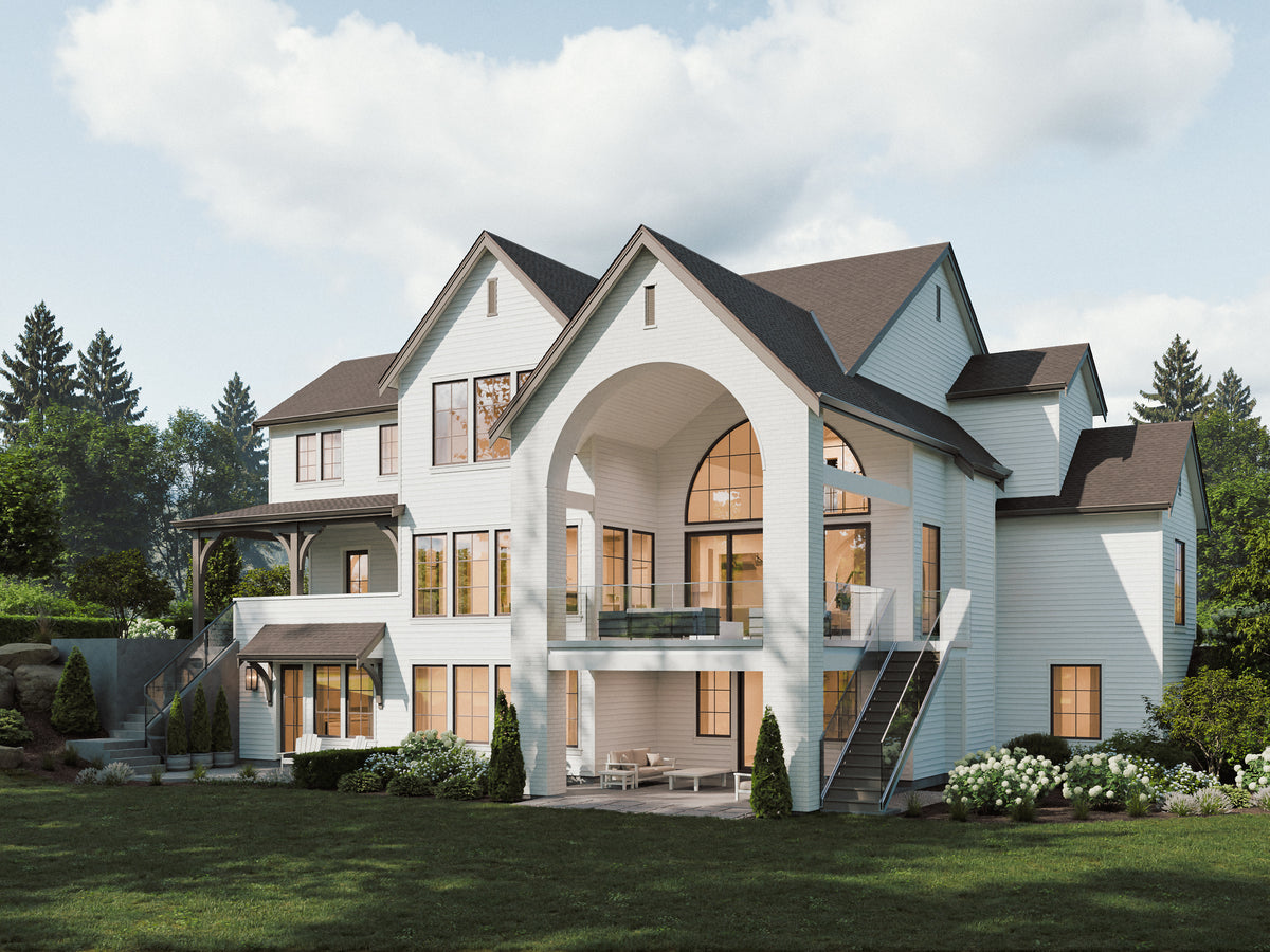 S8377-A French Country House, 4 Bedrooms, 3.5 Bathrooms | Burlington House Plan Exterior-4