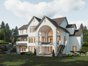 S8377-A French Country House, 4 Bedrooms, 3.5 Bathrooms | Burlington House Plan Exterior-4