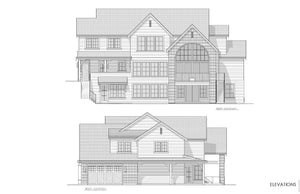 S8377-A French Country House, 4 Bedrooms, 3.5 Bathrooms | Burlington House Plan Rear and Right Elevation