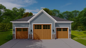 Detached 3-Car Garage Plan with Workshop and Full Bathroom