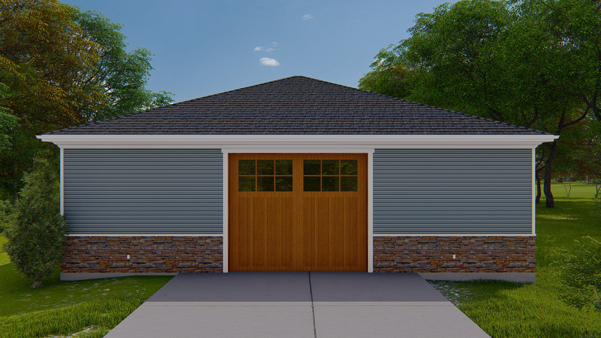 Detached 3-Car Garage Plan with Workshop and Full Bathroom