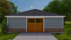 Detached 3-Car Garage Plan with Workshop and Full Bathroom