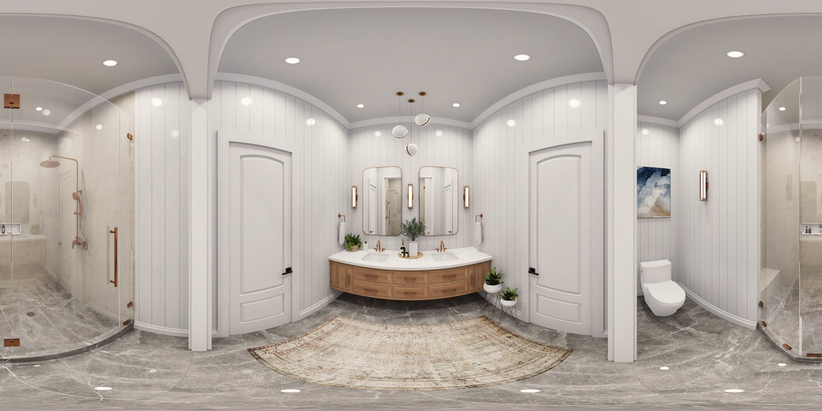 A8073-A Modern Farmhouse Bathroom Panorama, 3 Bedrooms, 2.5 Bathrooms | Persimmon House Plan 