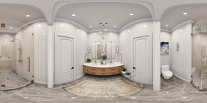 A8073-A Modern Farmhouse Bathroom Panorama, 3 Bedrooms, 2.5 Bathrooms | Persimmon House Plan 