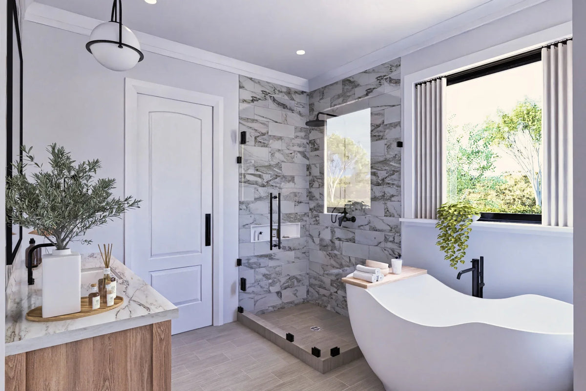 A7572-A Modern Farmhouse Master Bathroom, 3 Bedrooms, 3.5 Bathrooms | Sweet Maple House