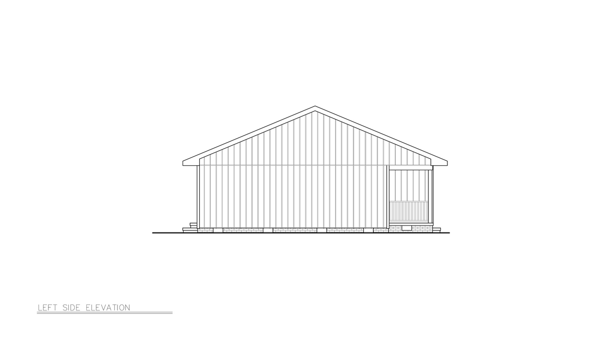 A8204-A Traditional House, 3 Bedrooms, 2 Bathrooms | Beagle House Plan Left Elevation