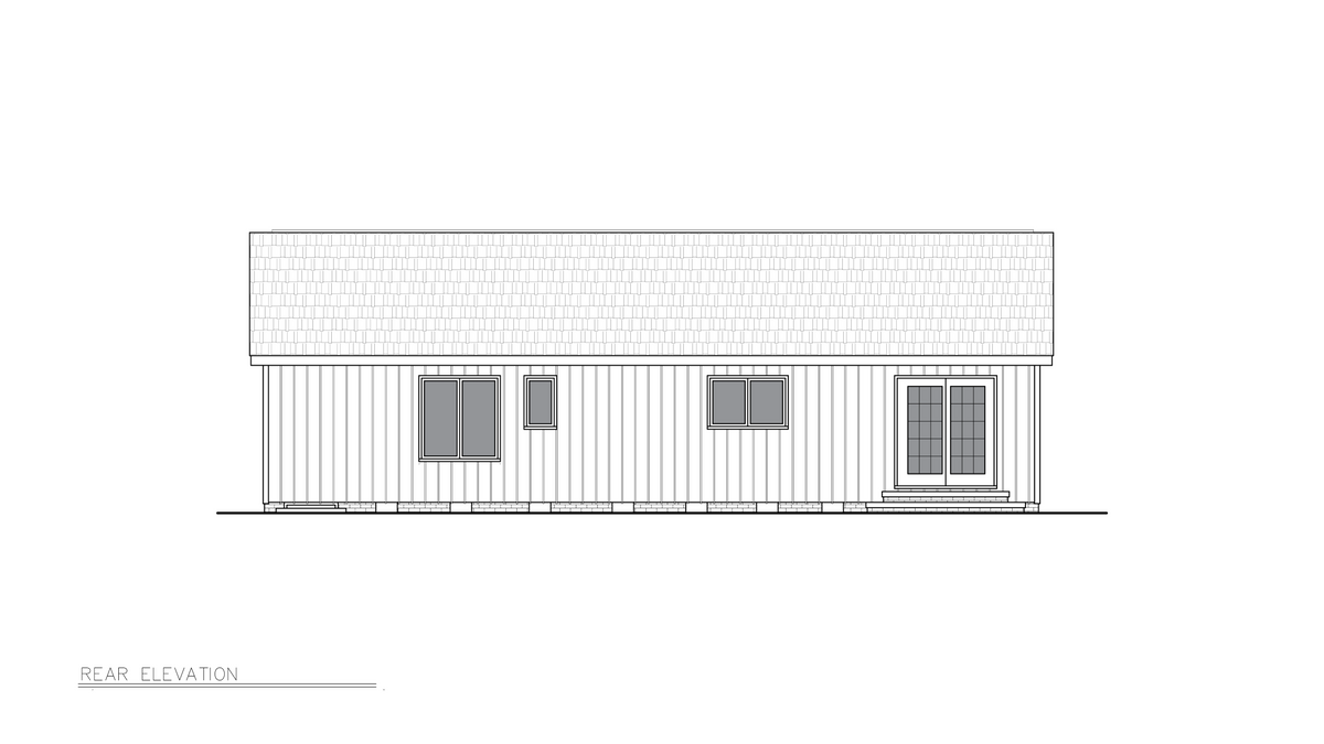 A8204-A Traditional House, 3 Bedrooms, 2 Bathrooms | Beagle House Plan Rear Elevation