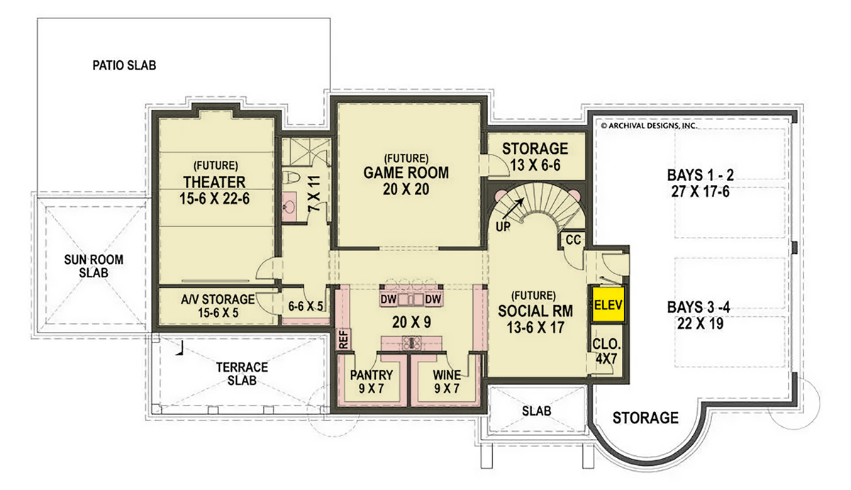 A071-A Bernini Estates House, Archival Design, Basement Floor Plan
