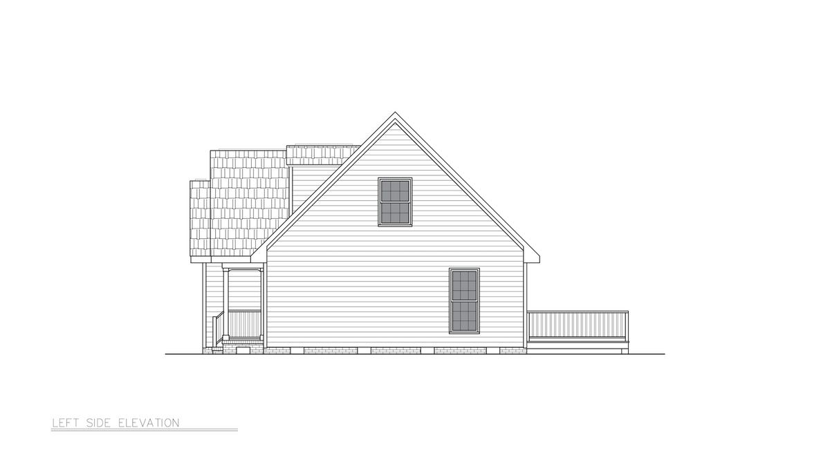 ST25084 Beth Traditional Style 3 Beds, 2 Baths, 1 Half-Baths, Left Side Elevation