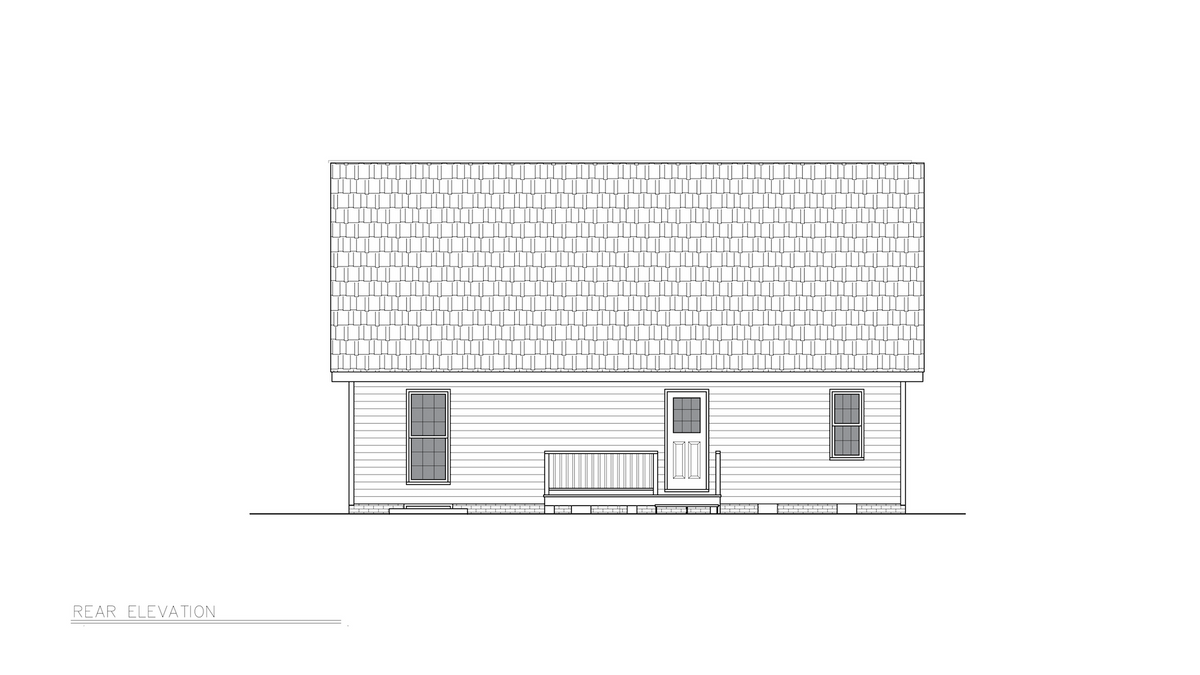 ST25084 Beth Traditional Style 3 Beds, 2 Baths, 1 Half-Baths, Rear Elevation