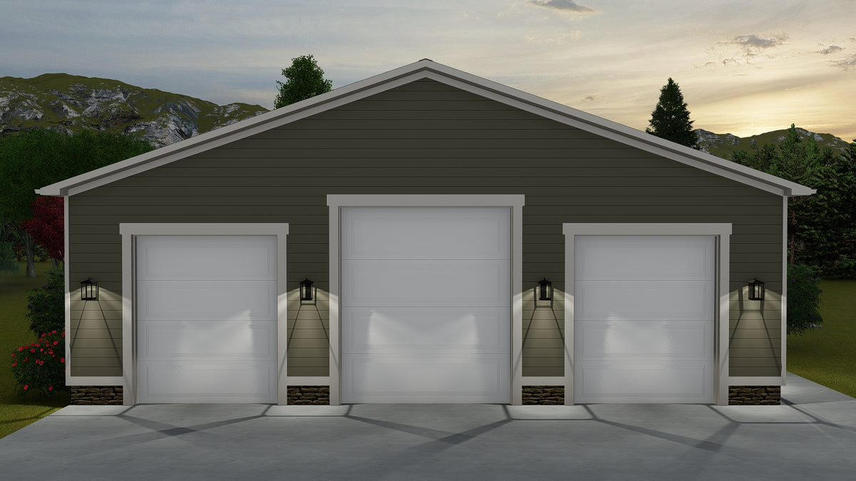8-Car Detached Garage Plan – 3000 Sq Ft with Slab Foundation