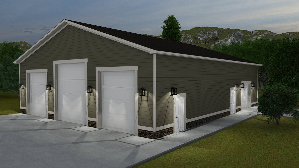 8-Car Detached Garage Plan – 3000 Sq Ft with Slab Foundation